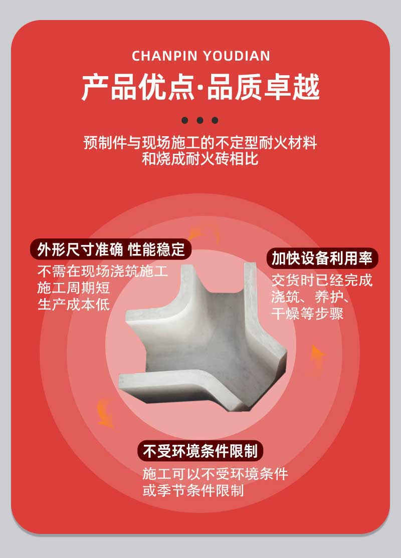 澆注料預制件產品優點